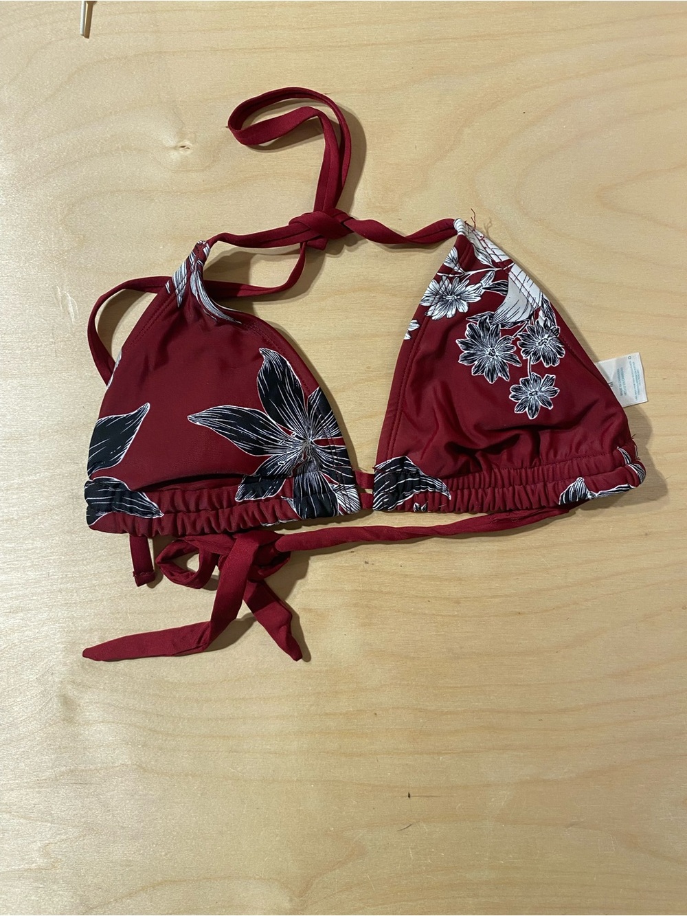 Kona Sol Burgundy Floral Bikini Top Medium (RG)